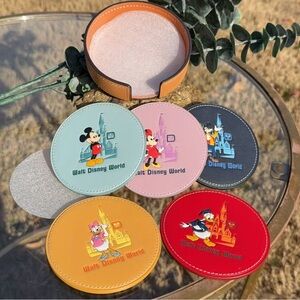 Coach x Disney Walt Disney World Leather Coaster Set-Mickey Minnie Donald Daisy